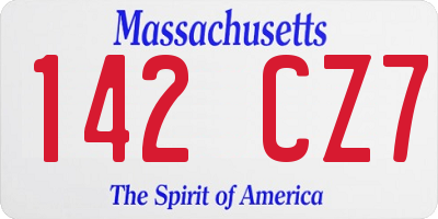 MA license plate 142CZ7