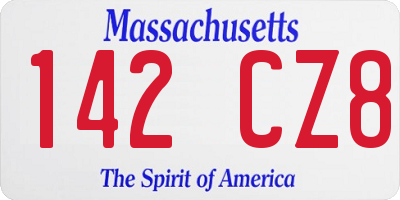 MA license plate 142CZ8