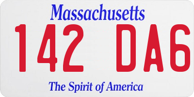MA license plate 142DA6