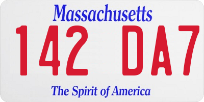 MA license plate 142DA7