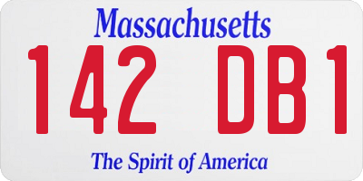 MA license plate 142DB1