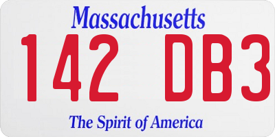 MA license plate 142DB3