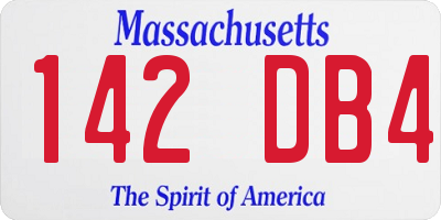 MA license plate 142DB4
