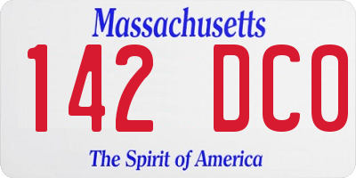 MA license plate 142DC0