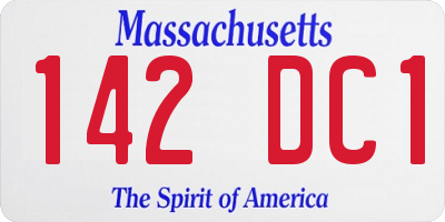 MA license plate 142DC1