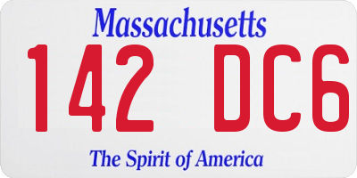 MA license plate 142DC6