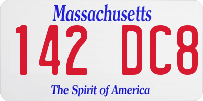 MA license plate 142DC8