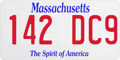 MA license plate 142DC9