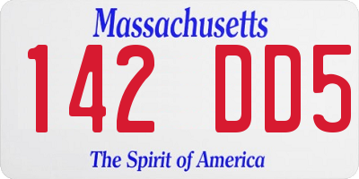 MA license plate 142DD5