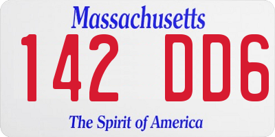 MA license plate 142DD6