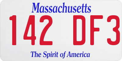 MA license plate 142DF3