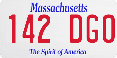 MA license plate 142DG0