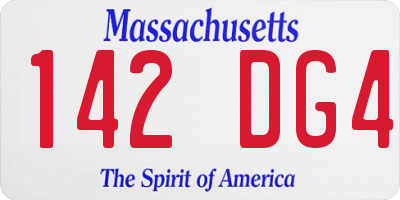 MA license plate 142DG4