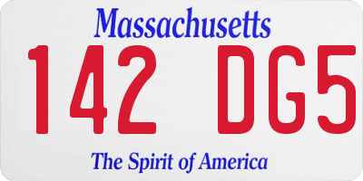 MA license plate 142DG5