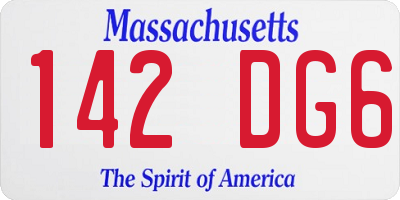 MA license plate 142DG6