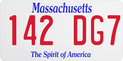 MA license plate 142DG7