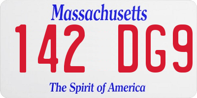 MA license plate 142DG9