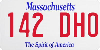 MA license plate 142DH0