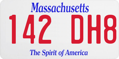 MA license plate 142DH8