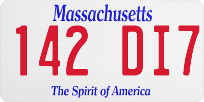 MA license plate 142DI7
