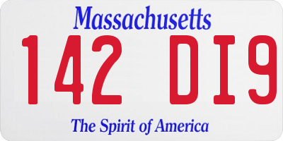 MA license plate 142DI9