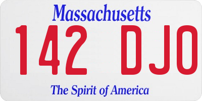 MA license plate 142DJ0