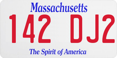 MA license plate 142DJ2