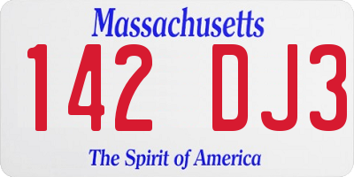 MA license plate 142DJ3