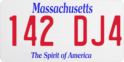 MA license plate 142DJ4