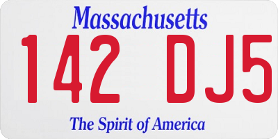 MA license plate 142DJ5