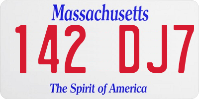 MA license plate 142DJ7