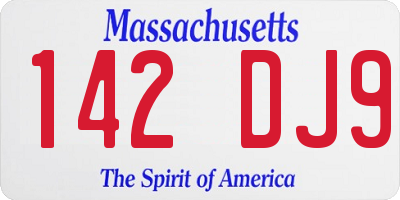 MA license plate 142DJ9