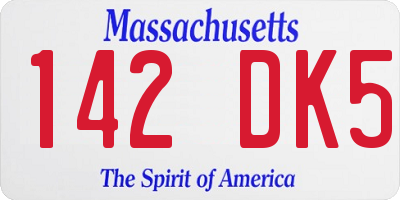 MA license plate 142DK5