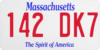MA license plate 142DK7