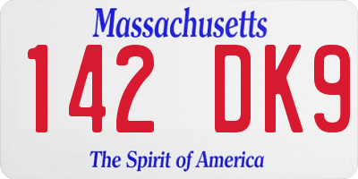 MA license plate 142DK9