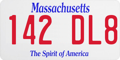 MA license plate 142DL8
