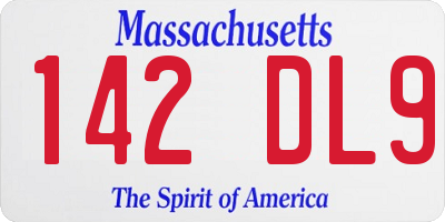 MA license plate 142DL9