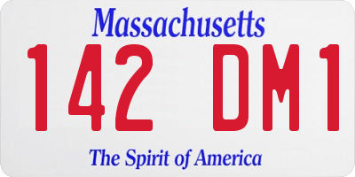 MA license plate 142DM1