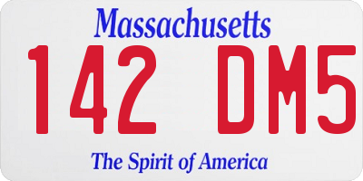 MA license plate 142DM5