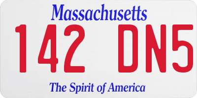 MA license plate 142DN5