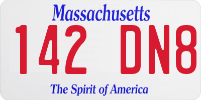MA license plate 142DN8