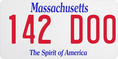 MA license plate 142DO0