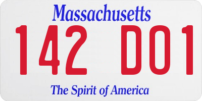 MA license plate 142DO1