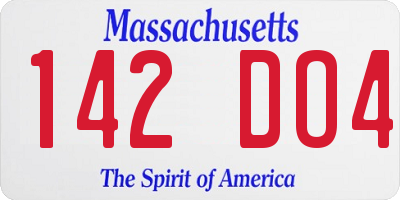 MA license plate 142DO4