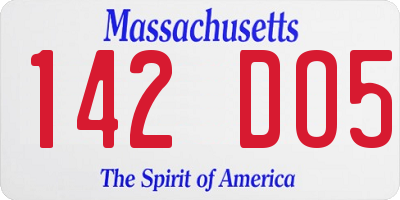 MA license plate 142DO5