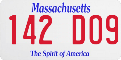 MA license plate 142DO9