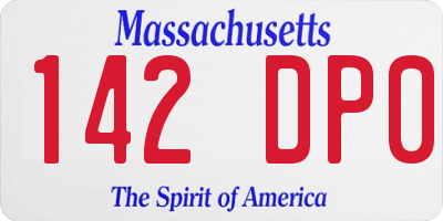 MA license plate 142DP0