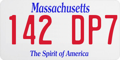 MA license plate 142DP7
