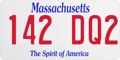 MA license plate 142DQ2