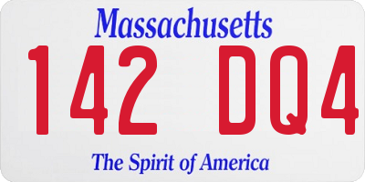 MA license plate 142DQ4